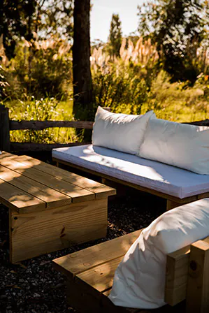 juego de living exterior en madera de pino